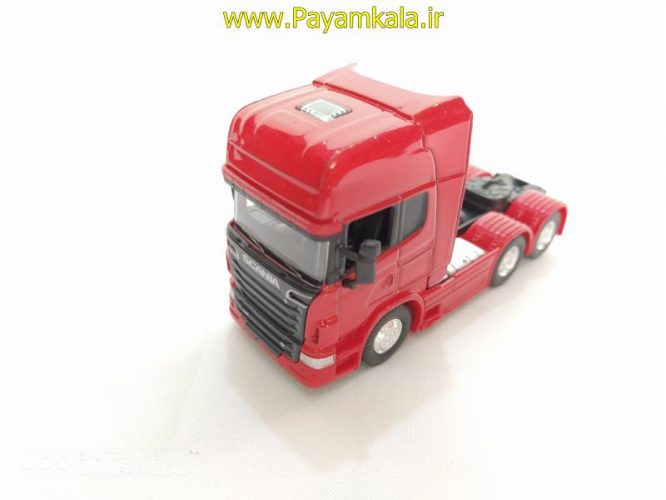 ماشین اسباب بازی تریلی اسکانیا(SCANIA V8 R730) ساخت WELLY قرمز(1:64)