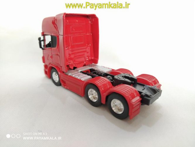 ماشین اسباب بازی تریلی اسکانیا(SCANIA V8 R730) ساخت WELLY قرمز(1:64)