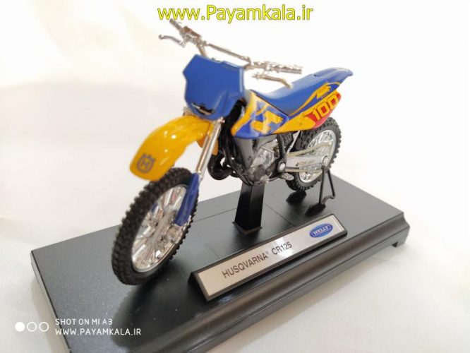 ماکت فلزی موتورسیکلت هسکوارنا(HUSQVARNA CR125 BY WELLY)(1/18)