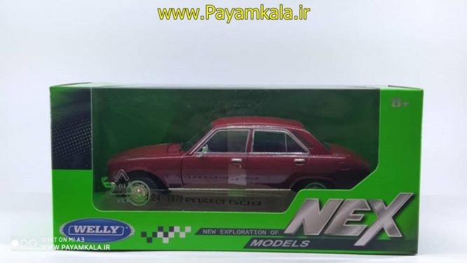 ماکت ماشین پژو 504 (1:24)(PEUGEOT 504 1975 BY WELLY) زرشکی