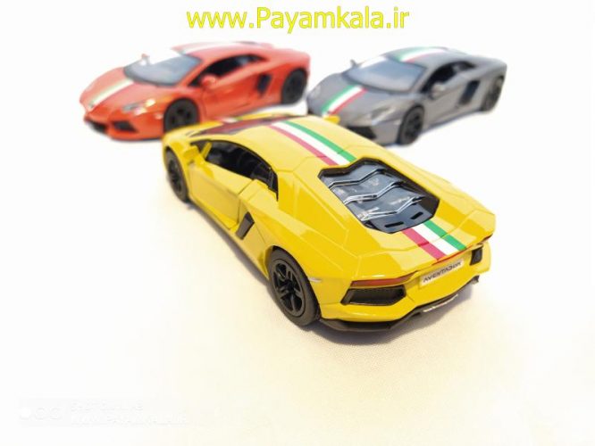 ماشین فلزی لامبورگینی اونتادور (LAMBORGHINI AVENTADOR LP700-4 BY KINSMART)زرد