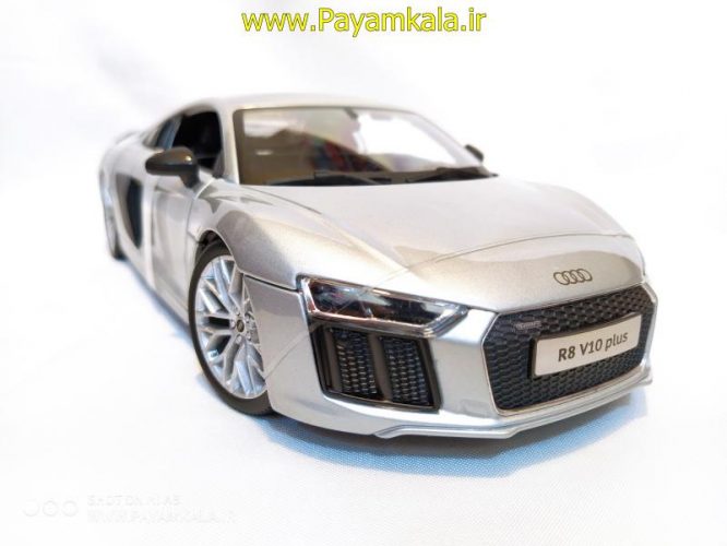 ماکت آئودی (1:18)(AUDI R8 V10 PLUS BY MAISTO) نقره ای