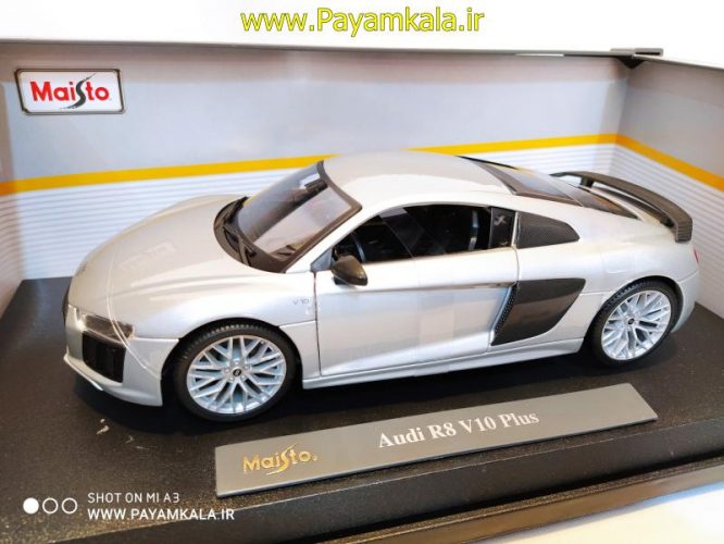 ماکت آئودی (1:18)(AUDI R8 V10 PLUS BY MAISTO) نقره ای