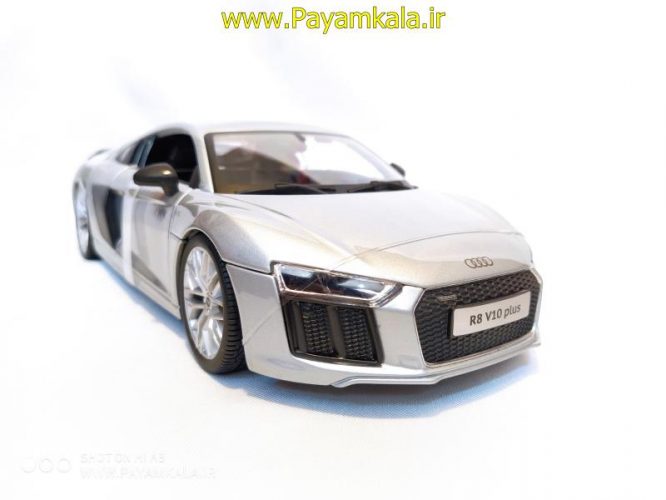 ماکت آئودی (1:18)(AUDI R8 V10 PLUS BY MAISTO) نقره ای