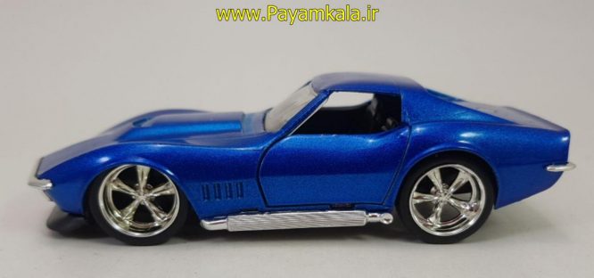 (جعبه دار) ماکت کروت (CORVETTE STINGRAY ZL-1 1969 BY JADA) آبی