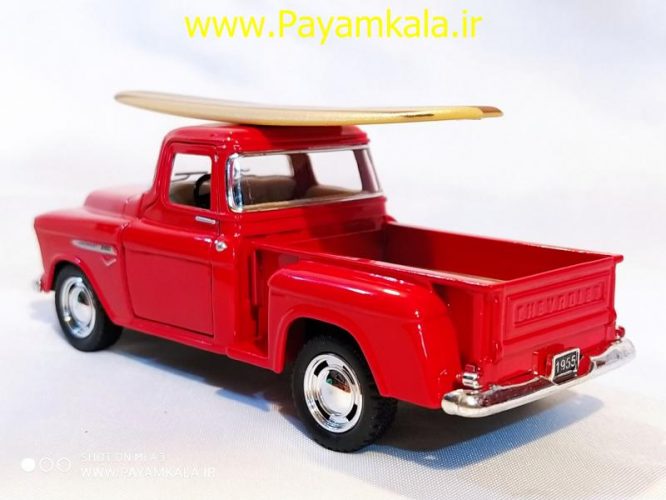 (+تخته شنا) ماشین اسباب بازی وانت شوی (1955 CHEVY STEPSIDE PICK-UP BY KINSMART) قرمز