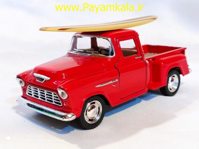 (+تخته شنا) ماشین اسباب بازی وانت شوی (1955 CHEVY STEPSIDE PICK-UP BY KINSMART) قرمز