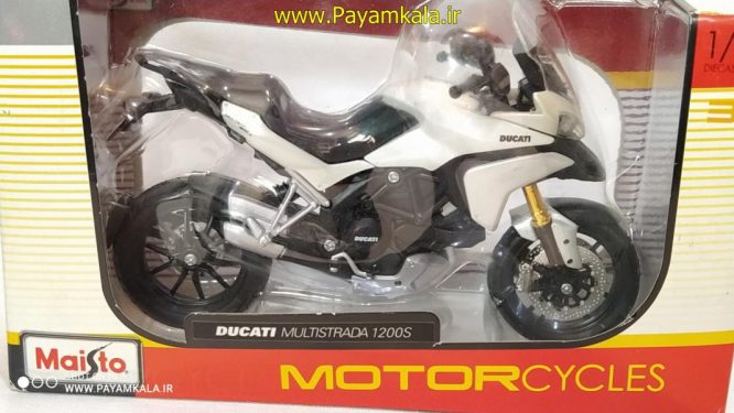 (سایز بزرگ) ماکت فلزی موتورسیکلت دوکاتی (DUCATI MULTISTRADA 1200S BY MAISTO)(1/12) سفید