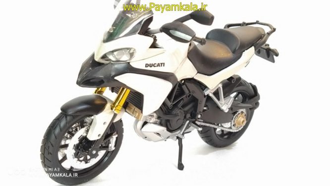 (سایز بزرگ) ماکت فلزی موتورسیکلت دوکاتی (DUCATI MULTISTRADA 1200S BY MAISTO)(1/12) سفید