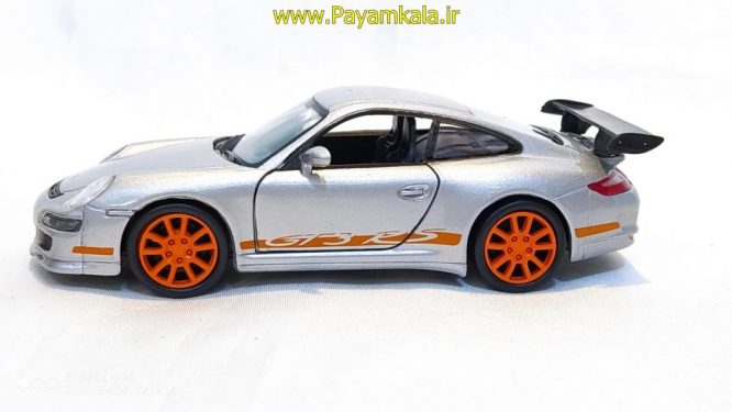 ماشین فلزی پورشه(PORSCHE 911 (997)GT3 RS BY WELLY) نقره ای