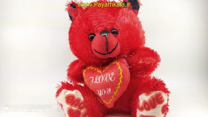 عروسک پولیشی خرس (1340-BEAR LOVE) قرمز