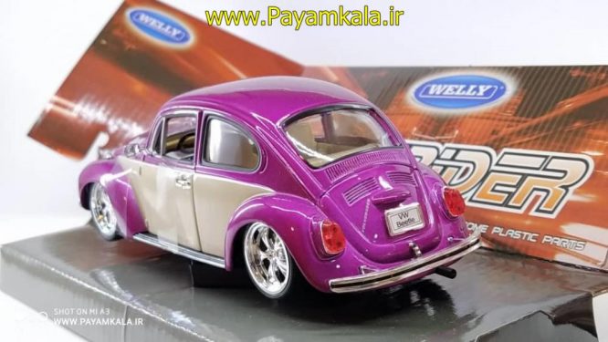 ماکت فلزی فولکس بیتل ( VOLKSWAGEN BEETLE BY WELLY)(1:24) بنفش 