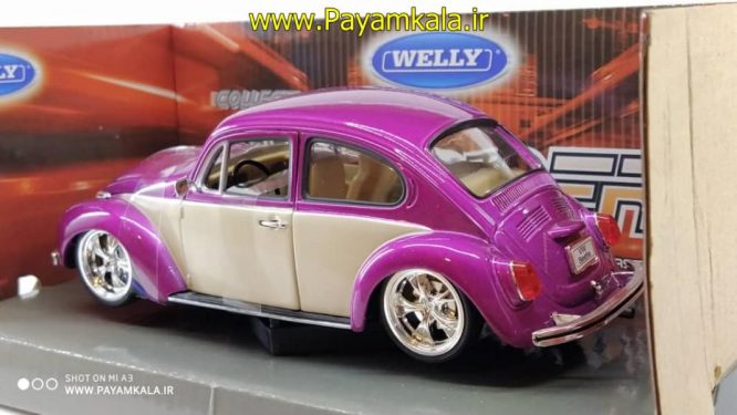 ماکت فلزی فولکس بیتل ( VOLKSWAGEN BEETLE BY WELLY)(1:24) بنفش 