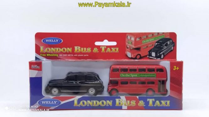 (سایز کوچک) ماشین فلزی ست اتوبوس لندن و تاکسی (LONDON BUS AND TAXI BY WELLY)