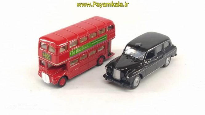 (سایز کوچک) ماشین فلزی ست اتوبوس لندن و تاکسی (LONDON BUS AND TAXI BY WELLY)