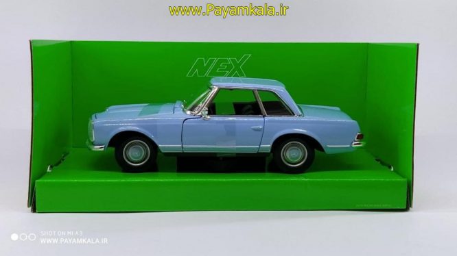 ماکت ماشین فلزی مرسدس بنز (1:24)(MERCEDES-BENZ 230SL 1963 BY WELLY) آبی روشن