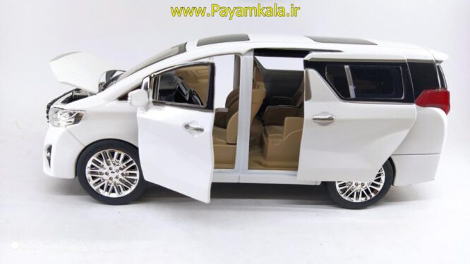 ماشین فلزی 6 درب بازشو تویوتا آلفارد ( TOYOTA ALPHARD 1:24 ) سفید