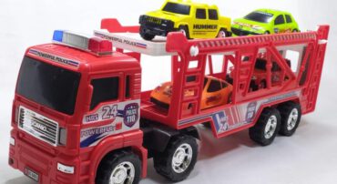 اسباب بازی کامیون حمل ماشین مسابقه درج رنگ قرمز (480L)