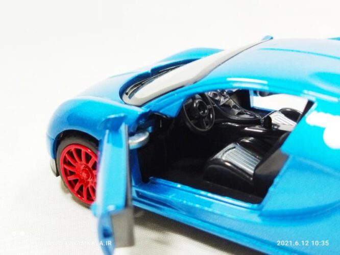 اسباب بازی ماشین بوگاتی شیرون متوسط (Bugatti) موزیکال-چراغدار فلزی آبی