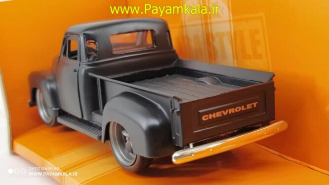 (جعبه دار) ماکت ماشین وانت شورلت (CHEVY STEPSIDE 1955) مشکی