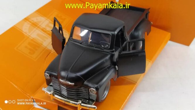 (جعبه دار) ماکت ماشین وانت شورلت (CHEVY STEPSIDE 1955) مشکی