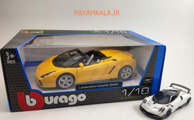 ماکت ماشین لامبورگینی گالاردو (LAMBORGHINI GALLARDO SPYDER BY BURAGO) زرد