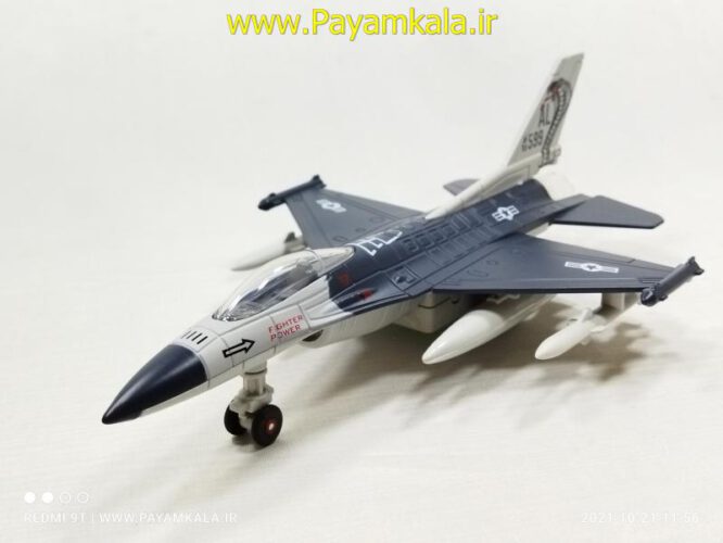 هواپیما جنگنده F-16 صدادار-چراغدار فلزی دربازشو عقب کش طرح 12