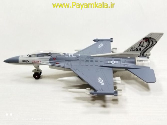 هواپیما جنگنده F-16 صدادار-چراغدار فلزی دربازشو عقب کش طرح 11