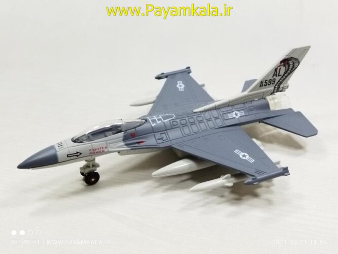 هواپیما جنگنده F-16 صدادار-چراغدار فلزی دربازشو عقب کش طرح 11