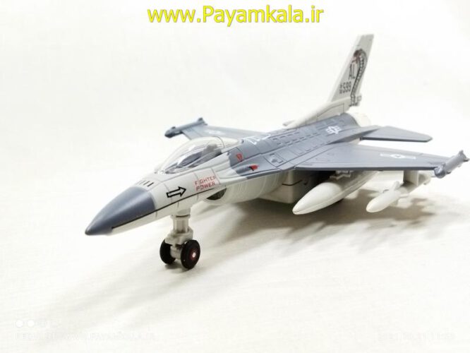 هواپیما جنگنده F-16 صدادار-چراغدار فلزی دربازشو عقب کش طرح 11