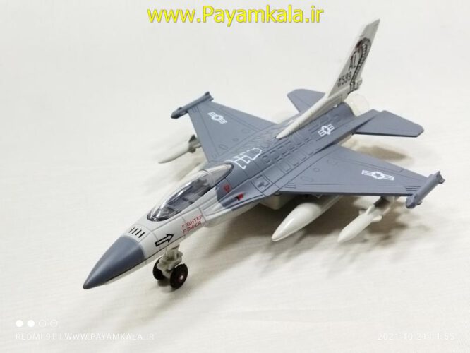 هواپیما جنگنده F-16 صدادار-چراغدار فلزی دربازشو عقب کش طرح 11