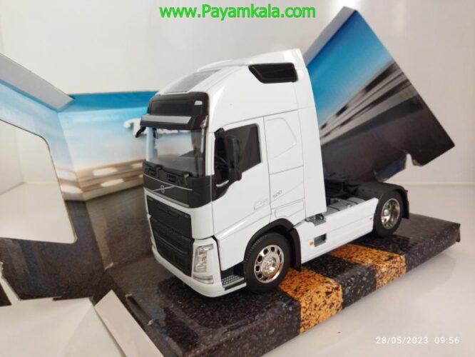 (تک محور) ماکت تریلی ولوو (VOLVO FH) بزرگ 1:32 (WELLY) سفید