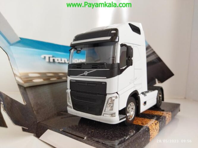 (تک محور) ماکت تریلی ولوو (VOLVO FH) بزرگ 1:32 (WELLY) سفید