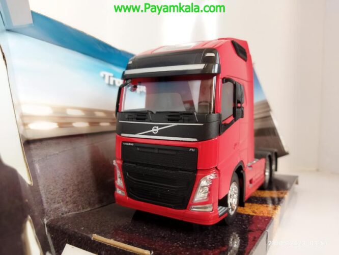 ماکت تریلی ولوو (VOLVO FH) بزرگ 1:32ساخت WELLY (رنگ قرمز)