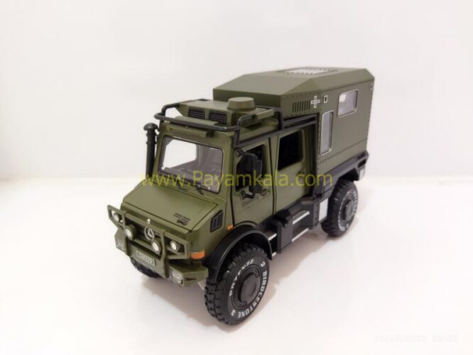 (جعبه دار) ماکت فلزی بنز یونیماگ (UNIMOG CHIMEI) (1:24) سبز