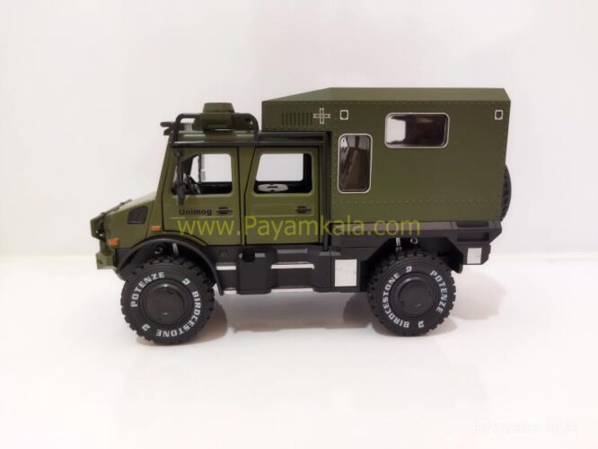 (جعبه دار) ماکت فلزی بنز یونیماگ (UNIMOG CHIMEI) (1:24) سبز