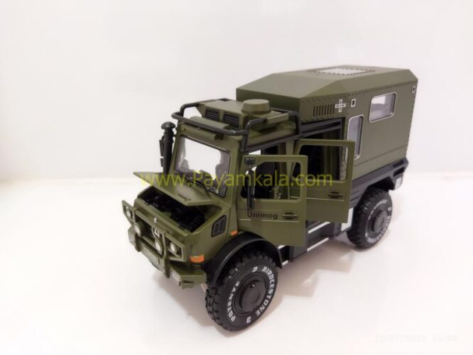 (جعبه دار) ماکت فلزی بنز یونیماگ (UNIMOG CHIMEI) (1:24) سبز