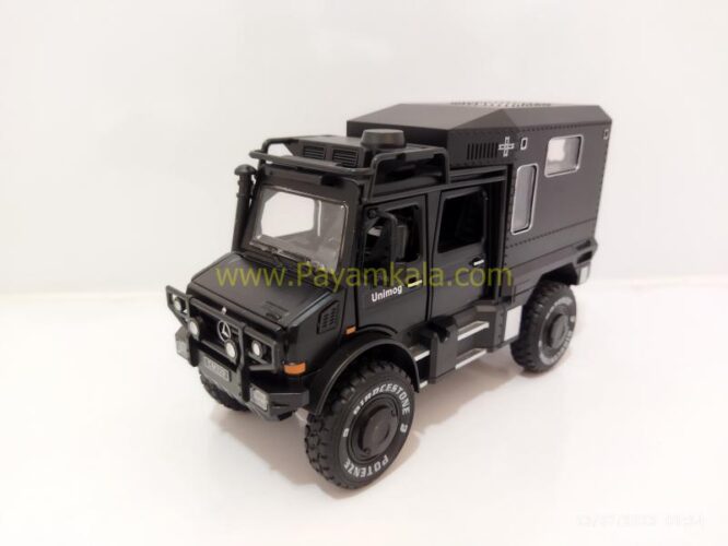 (جعبه دار) ماکت فلزی بنز یونیماگ (UNIMOG CHIMEI) (1:24) مشکی