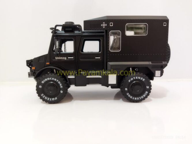 (جعبه دار) ماکت فلزی بنز یونیماگ (UNIMOG CHIMEI) (1:24) مشکی