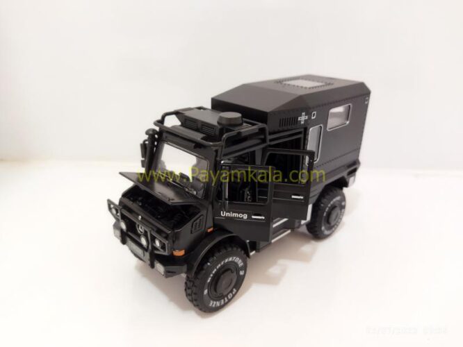 (جعبه دار) ماکت فلزی بنز یونیماگ (UNIMOG CHIMEI) (1:24) مشکی