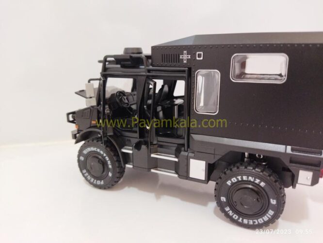 (جعبه دار) ماکت فلزی بنز یونیماگ (UNIMOG CHIMEI) (1:24) مشکی