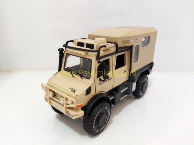 (جعبه دار) ماکت فلزی بنز یونیماگ (UNIMOG CHIMEI) (1:24) کرم