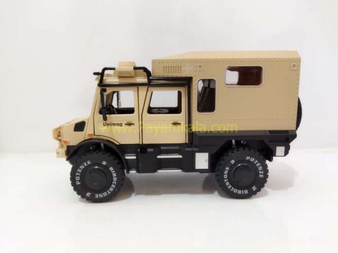 (جعبه دار) ماکت فلزی بنز یونیماگ (UNIMOG CHIMEI) (1:24) کرم