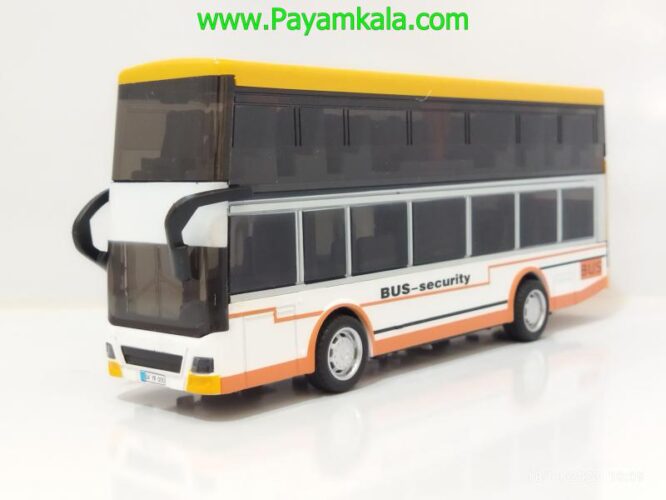 ماشین اسباب بازی فلزی اتوبوس دوطبقه (CARTOON BUS)(YD631) سفید