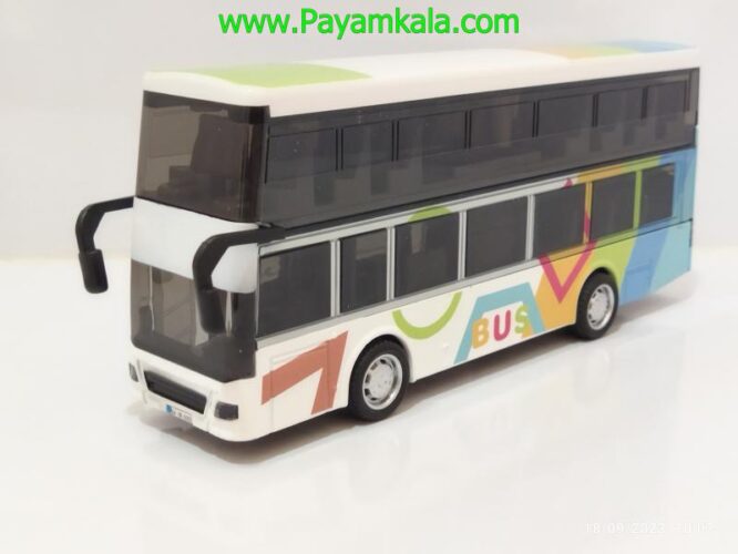 ماشین اسباب بازی فلزی اتوبوس دوطبقه (CARTOON BUS)(YD631) رنگین کمان