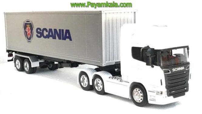 ماکت کانتینر اسکانیا (SCANIA R470) بزرگ 1:32 WELLY (رنگ سفید)