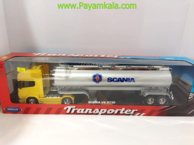 ماکت تانکر اسکانیا (SCANIA R470) بزرگ 1:32 WELLY (رنگ زرد)