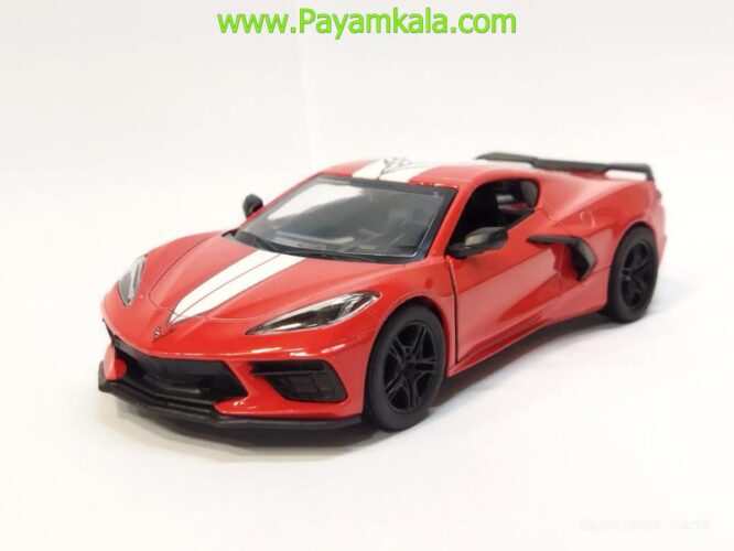 ماشین فلزی کروت طرح دار (CORVETTE 2021 KINSMART) قرمز