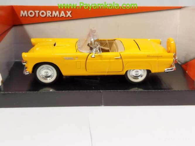 ماشین فلزی فورد تاندربرد (1:24) (FORD THUNDERBIRD 1956 MOTORMAX) زرد