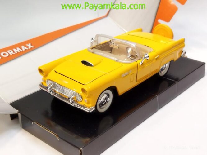 ماشین فلزی فورد تاندربرد (1:24) (FORD THUNDERBIRD 1956 MOTORMAX) زرد